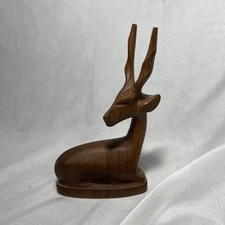 Hand Carved Wooden Gazelle Antelope 16cm Tall Vintage