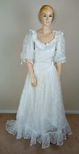 VINTAGE 80S WHITE SATIN & LACE VICTORIAN STYLE WEDDING DRESS 8 10 BNWOT