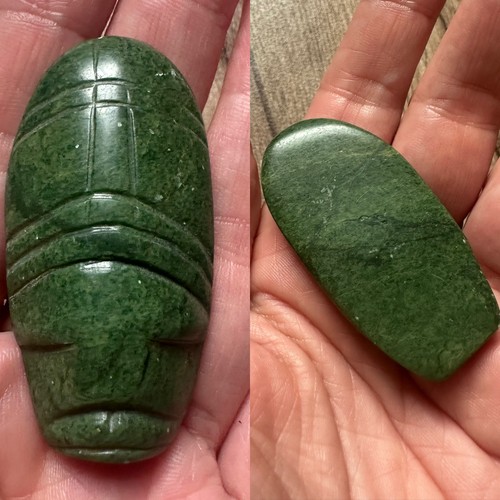 Vintage hand carved - hand-carved, green