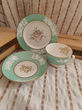  SPODE China England MARITIME ROSE Pattern Rare Colour Trio  Cup Saucer & Plate