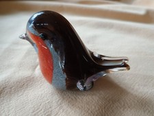 LANGHAM HAND BLOWN CRYSTAL GLASS BIRD ROBIN PAPERWEIGHT - SIGNED PAUL MILLER