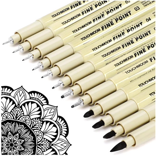 Fine liner black pens - 12,
