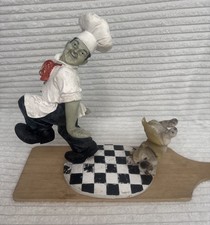 Chef & Bulldog Kitchen Dining Statue Collectable Cuisine Food Prop  2.76kg Rare