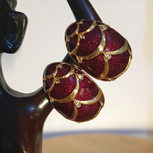 Vintage enamel diamante clip - enamel,