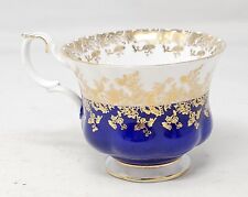 Royal Albert Bone China Porcelain Cup Regal Series White Cobalt Blue & Gold Trim