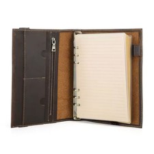Genuine Leather A5 Notebook Cover 6 Ring Binder Clip-on Loose Leaf File Folder