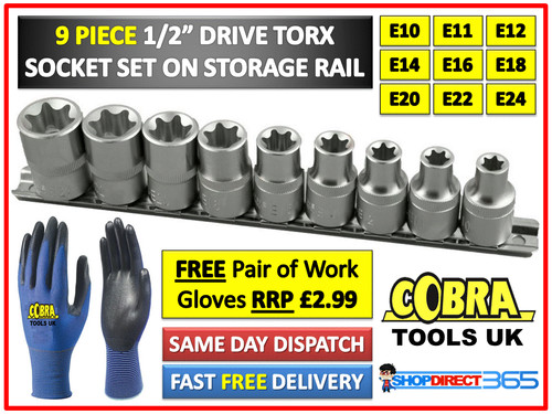 Piece star torx socket set - 9,