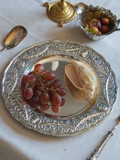 Antique Solid Silver German Hanau, portrait medallion And Ribbon Dinner Plate