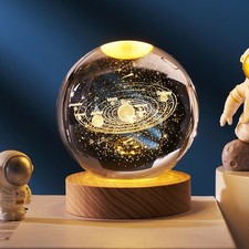 Planet 3D Crystal Ball Laser Engraving Solar System LED Ball Light