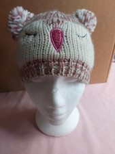 Young Dimensions Children's Knitted Pink Owl Bobble Hat.
