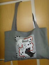 MADE IN  SCOTTIE WESTIE DOG PRINT  16in Tote bag   MAGNETIC VELVET GREY