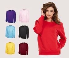 Ladies Womens Plain Pullover Sweatshirt Top Size 6 to 30 CASUAL SWEATER UNISEX