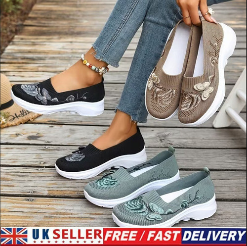 Ladies slip trainers wide - on,