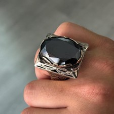 Silver Large Dark Olive Stone