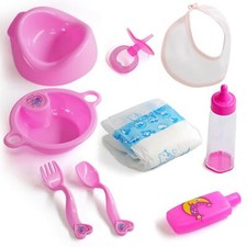Milk Bottle Dummy Potty Baby Doll Accessories Feeding Kit & Nappy Set BiBi Doll
