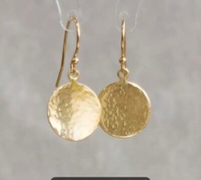 Ladies Gold Hammered Disc