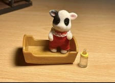 Vintage Sylvanian families friesian cow baby figure cheddar buttercup