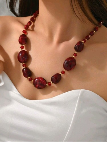 Boho beaded statement necklace - boho,
