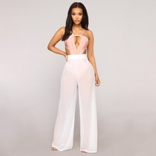Color Gauze Mesh See-through Loose Pants Long Trousers Female Sexy Solid