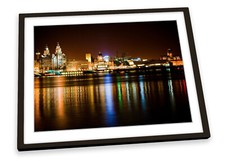 Liverpool City Skyline Brown FRAMED ART PRINT Picture Poster Artwork