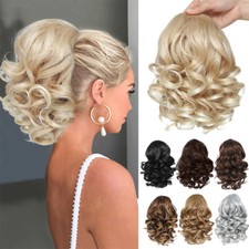 14" Wavy Thick Ponytail Claw Clip In Hair Extension Hairpiece Pony Tail as Human