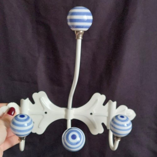 Hooks wall hanger white blue - white,