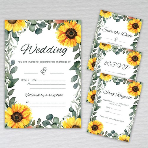 Sunflower wedding invitations - sunflower,