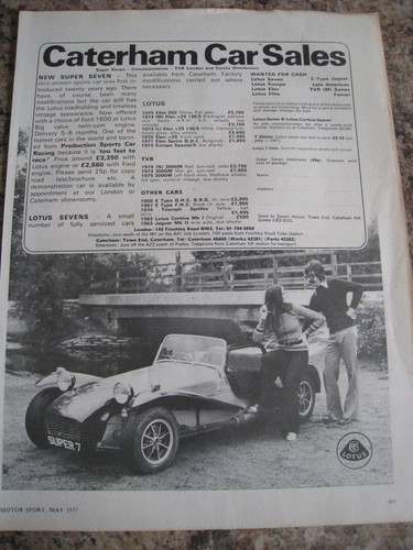 Caterham car sales - new, super