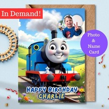 Personalised Thomas & Friends Birthday Card – Custom Photo & Name - Tank Engine