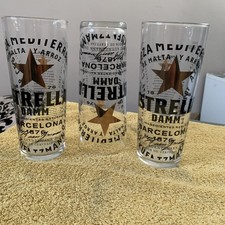 3x Estrella Damm Pint Glasses