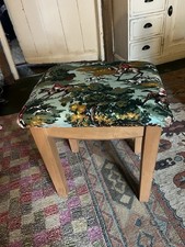 Vintage Stool/foot Stool,recovered In Hunting Scene Fabric