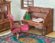Sylvanian Desk. Roll Top Bureau chair vintage dolls house Calico Critters
