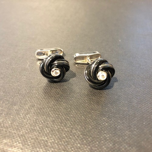 Onyx and diamond 18ct - and, white