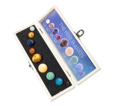 Set, Crystals 9x 9 Planets Natural Gemstone Creative Gift// with Wooden Box