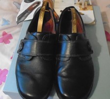 PRE OWNED LADIES BLACK LEATHER HOTTER SUGAR  EXF FIT SHOES SIZE 5 GOOD CONDITION