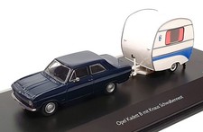 Schuco 1/43 Scale 45 029 4700 - Opel Kadett B With Caravan - Dk. Blue White