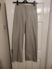 M&S Autograph Women's Grey 100% Cotton Trousers Size 12 Long