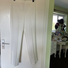 Zara Ladies New White Trousers Front Pleat With Bottom Hem Vents Size Medium