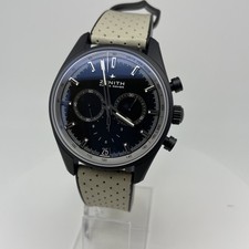 Zenith El Primero Watch. Range Rover Collaboration. Mens Grey Leather Watch