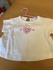 baby girls clothes 0-3 months Babble Boom White Cotton Heart Short Sleeve Top