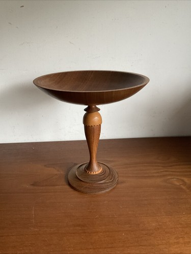 Vintage wood pedestal - pedestal, bowl