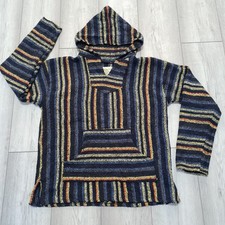 Mexican Hoodie Drug Rug Earthragz Baja Jerga Bohohippy Unisex Festival L 38-40in