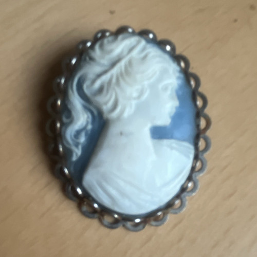 Oval cameo portrait brooch - portrait, pin