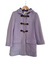 Vintage Laura Ashley Duffle Coat Purple Lilac Wool Hooded Women's UK10 1980s