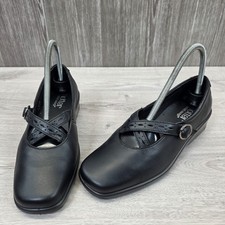 HOTTER Melody Women's Size UK 5.5 Extra Wide Fit Black Cross Strap Leather Shoe 