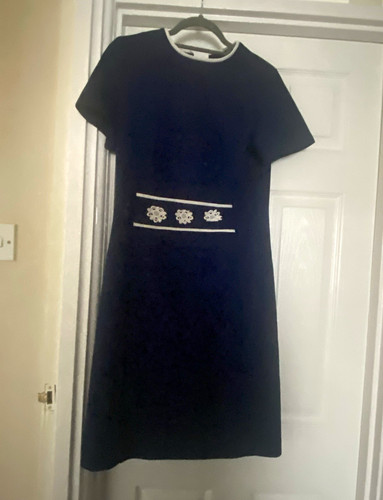 Vintage daroma navy crimplene - navy,