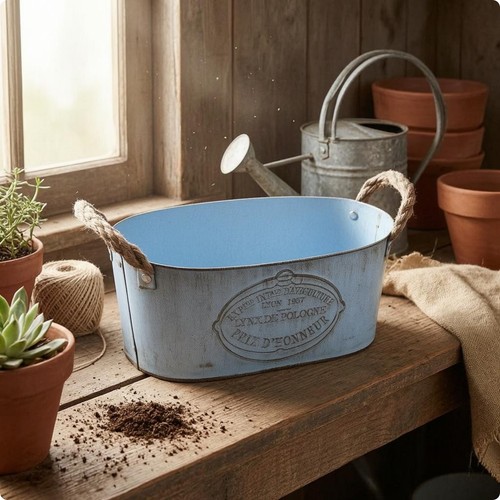 Oval metal planter container - metal,