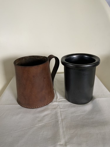 Vintage leather tankard mug - vintage,