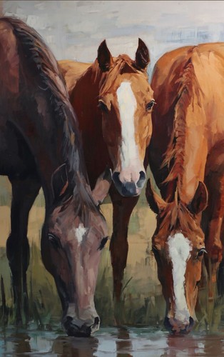 Horses original oil painting - horses,