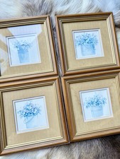 Set of 4 wooden Framed Floral Prints – Rosalind Oesterle “Pansy Pail”